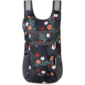 imageG4Free Lightweight Packable Hiking Backpack for Men Women Small Hiking Daypacks Foldable Shoulder Pack Casual Outdoor Bag 11LBlack Flower