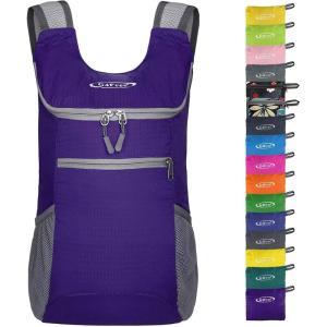 imageG4Free Lightweight Packable Hiking Backpack for Men Women Small Hiking Daypacks Foldable Shoulder Pack Casual Outdoor Bag 11LPurple