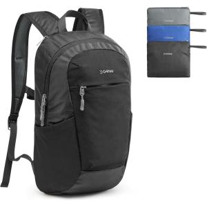 imageG4Free Packable Hiking Backpack 20L Lightweight Foldable Travel Daypack with Thickened Back Panel for Men WomenBlackBlack
