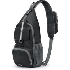 imageG4Free Packable Sling Backpack Small Crossbody Sling Bag Travel Hiking Daypack Casual Foldable Shoulder Chest BagBlack