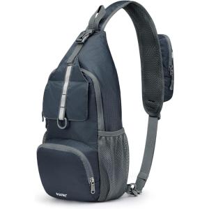 imageG4Free Packable Sling Backpack Small Crossbody Sling Bag Travel Hiking Daypack Casual Foldable Shoulder Chest BagGrey