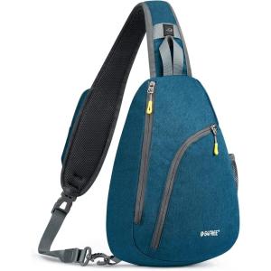 imageG4Free RFID Sling Bag Crossbody Backpack Casual Chest Shoulder Daypack Gym Bag for Hiking Travel 7LBlue LeafBnavy