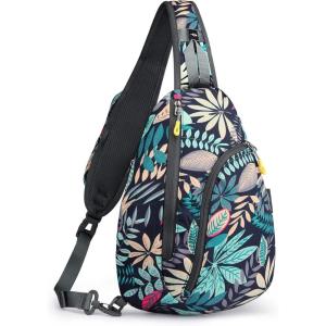 imageG4Free RFID Sling Bag Crossbody Backpack Casual Chest Shoulder Daypack Gym Bag for Hiking Travel 7LBlue LeafMaple Leaf Blue