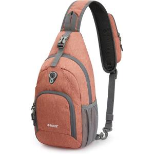 imageG4Free RFID Sling Bag Crossbody Backpack Small Chest Shoulder Bag Hiking OutdoorLight Orange