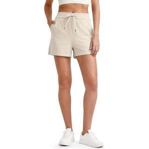 imageG4Free Ribbed Womens Athletic Shorts High Waisted Drawstring Gym Running Shorts with PocketsLight Khaki