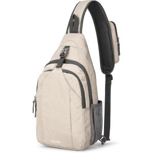 imageG4Free Sling Bag RFID Blocking Sling Backpack Crossbody Chest Bag Daypack for Hiking TravelBlackIvoryTan