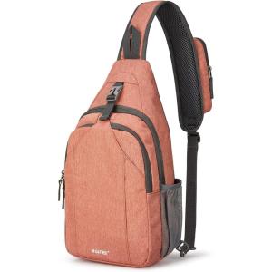 imageG4Free Sling Bag RFID Blocking Sling Backpack Crossbody Chest Bag Daypack for Hiking TravelBlackLight Orange