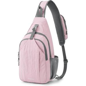 imageG4Free Sling Bag RFID Blocking Sling Backpack Crossbody Chest Bag Daypack for Hiking TravelBlackPink