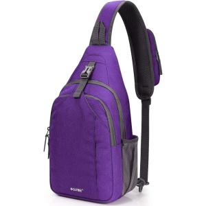 imageG4Free Sling Bag RFID Blocking Sling Backpack Crossbody Chest Bag Daypack for Hiking TravelBlackPurpleGray