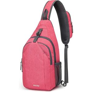 imageG4Free Sling Bag RFID Blocking Sling Backpack Crossbody Chest Bag Daypack for Hiking TravelBlackRed