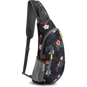 imageG4Free Sling Bags Men and Women Shoulder Backpack Small Crossbody Chest Sling Backpack BlackBlack Flower