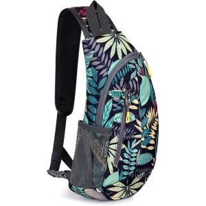 imageG4Free Sling Bags Men and Women Shoulder Backpack Small Crossbody Chest Sling Backpack BlackBlue Leaf
