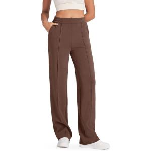 imageG4Free Smoofit Modal Soft Women Wide Leg Sweatpants with Pockets Yoga Pants Casual Lounge Trousers PetiteRegularTallDark Coffee