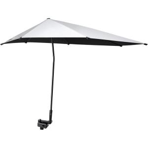 imageG4Free UPF 50 Adjustable Beach Umbrella XL with Universal Clamp for Chair Stroller Wheelchair Golf Cart Bleacher PatioBlackSilver
