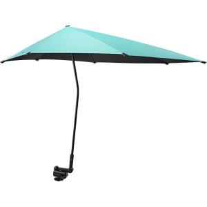 imageG4Free UPF 50 Adjustable Beach Umbrella XL with Universal Clamp for Chair Stroller Wheelchair Golf Cart Bleacher PatioLake Blue