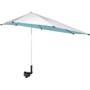 imageG4Free UPF 50 Height Adjustable Chair Umbrella with Universal Clamp for Beach Chair Golf Cart Wheelchair Stroller Bleacher Patio Lake BlueLake BlueSilver