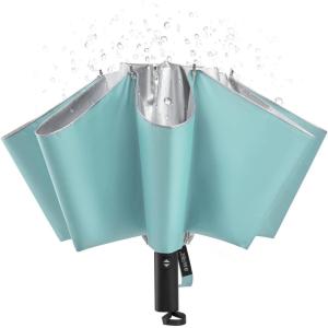 imageG4Free UPF 50 UV Protection 54 Inch Large Reverse Travel Umbrella 10 Ribs Windproof Compact Sun Blocking Inverted Car Umbrellas Automatic Open Close Lake BlueSilverUVLake BlueSilver