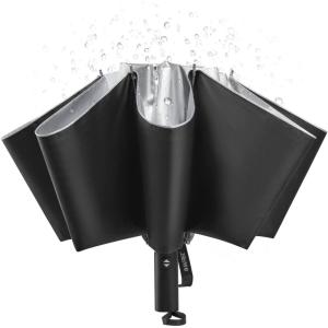imageG4Free UPF 50 UV Protection 54 Inch Large Reverse Travel Umbrella 10 Ribs Windproof Compact Sun Blocking Inverted Car Umbrellas Automatic Open Close Lake BlueSilverUVBlackSilver