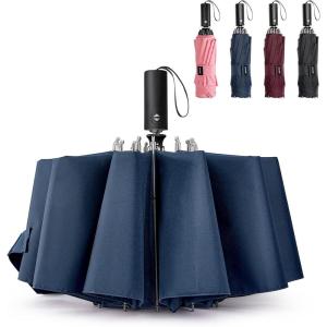 imageG4Free UPF 50 UV Protection 54 Inch Large Reverse Travel Umbrella 10 Ribs Windproof Compact Sun Blocking Inverted Car Umbrellas Automatic Open Close Lake BlueSilverBlue