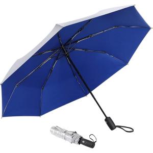 imageG4Free UPF 50 UV Protection Large Travel Umbrella 4246 Inch Auto Open Close Windproof Sun Blocking UmbrellaBlueSilver