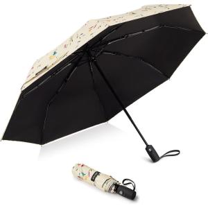 imageG4Free UPF 50 UV Protection Large Travel Umbrella 4246 Inch Auto Open Close Windproof Sun Blocking UmbrellaFlowersBlack