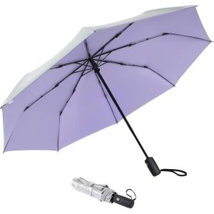 imageG4Free UPF 50 UV Protection Large Travel Umbrella 4246 Inch Auto Open Close Windproof Sun Blocking UmbrellaLight PurpleSilver