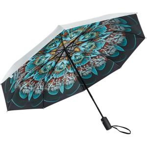 imageG4Free UPF 50 UV Protection Large Travel Umbrella 4246 Inch Auto Open Close Windproof Sun Blocking UmbrellaPeacockSilver