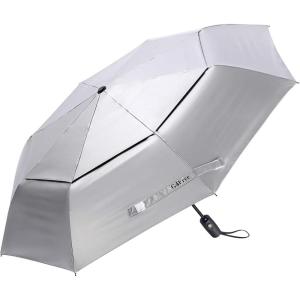 imageG4Free UPF 50 UV Protection Travel Umbrella 4246 Inch Windproof Silver Coating Sun Blocking UmbrellaSilverBlack