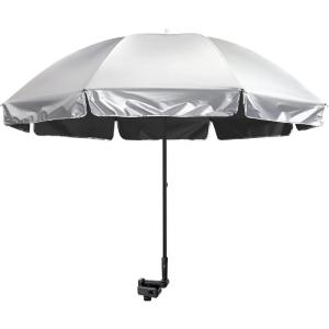 imageG4Free UPF 50 Universal Clamp On Umbrella Adjustable Outdoor UV Protection Beach Chair Umbrella for Strollers Wheelchairs Patio Chairs and Golf CartsBlack