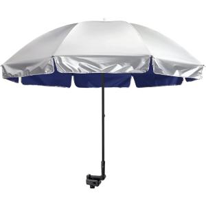 imageG4Free UPF 50 Universal Clamp On Umbrella Adjustable Outdoor UV Protection Beach Chair Umbrella for Strollers Wheelchairs Patio Chairs and Golf CartsBlue