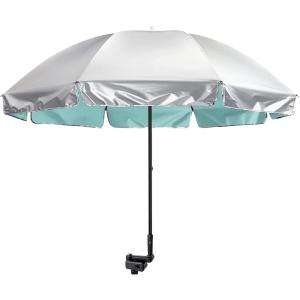 imageG4Free UPF 50 Universal Clamp On Umbrella Adjustable Outdoor UV Protection Beach Chair Umbrella for Strollers Wheelchairs Patio Chairs and Golf CartsLake Blue