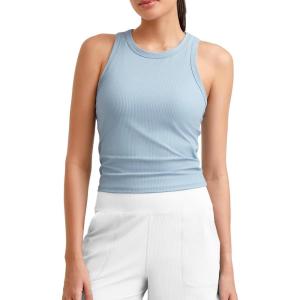 imageG4Free Workout Tank Tops for Women Slim Fitted Racerback Ribbed Athletic Gym Yoga Tanks Summer CasualBlue Willow