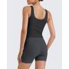 imageG4Free BareFeel Built in Bra Workout Tank Tops Removable Padded Longline Sports Bras Waist Length Athletic TanksBlack
