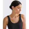 imageG4Free BareFeel Built in Bra Workout Tank Tops Removable Padded Longline Sports Bras Waist Length Athletic TanksBlack