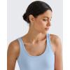 imageG4Free BareFeel Built in Bra Workout Tank Tops Removable Padded Longline Sports Bras Waist Length Athletic TanksLight Denim