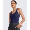 imageG4Free BareFeel Built in Bra Workout Tank Tops Removable Padded Longline Sports Bras Waist Length Athletic TanksRoyal Blue