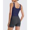 imageG4Free BareFeel Built in Bra Workout Tank Tops Removable Padded Longline Sports Bras Waist Length Athletic TanksRoyal Blue