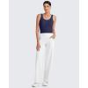imageG4Free BareFeel Built in Bra Workout Tank Tops Removable Padded Longline Sports Bras Waist Length Athletic TanksRoyal Blue