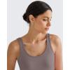 imageG4Free BareFeel Built in Bra Workout Tank Tops Removable Padded Longline Sports Bras Waist Length Athletic TanksTaupe