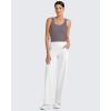 imageG4Free BareFeel Built in Bra Workout Tank Tops Removable Padded Longline Sports Bras Waist Length Athletic TanksTaupe