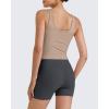 imageG4Free BareFeel Built in Bra Workout Tank Tops Removable Padded Longline Sports Bras Waist Length Athletic TanksToffee