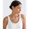 imageG4Free BareFeel Built in Bra Workout Tank Tops Removable Padded Longline Sports Bras Waist Length Athletic TanksWhite