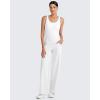 imageG4Free BareFeel Built in Bra Workout Tank Tops Removable Padded Longline Sports Bras Waist Length Athletic TanksWhite