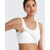 imageG4Free BareFeel Built in Bra Workout Tank Tops Removable Padded Longline Sports Bras Waist Length Athletic TanksWhite