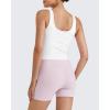 imageG4Free BareFeel Built in Bra Workout Tank Tops Removable Padded Longline Sports Bras Waist Length Athletic TanksWhite