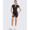 imageG4Free BareFeel Womens Workout Tops Short Sleeve Half Zip Slim Fit Athletic Shirts Gym Running Yoga Slight Crop TshirtsBlack