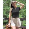 imageG4Free BareFeel Womens Workout Tops Short Sleeve Half Zip Slim Fit Athletic Shirts Gym Running Yoga Slight Crop TshirtsBlack