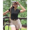 imageG4Free BareFeel Womens Workout Tops Short Sleeve Half Zip Slim Fit Athletic Shirts Gym Running Yoga Slight Crop TshirtsBlack