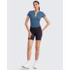 imageG4Free BareFeel Womens Workout Tops Short Sleeve Half Zip Slim Fit Athletic Shirts Gym Running Yoga Slight Crop TshirtsBlue Gray