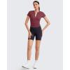 imageG4Free BareFeel Womens Workout Tops Short Sleeve Half Zip Slim Fit Athletic Shirts Gym Running Yoga Slight Crop TshirtsDark Burgundy